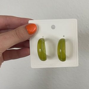 Green Hoop Earrings